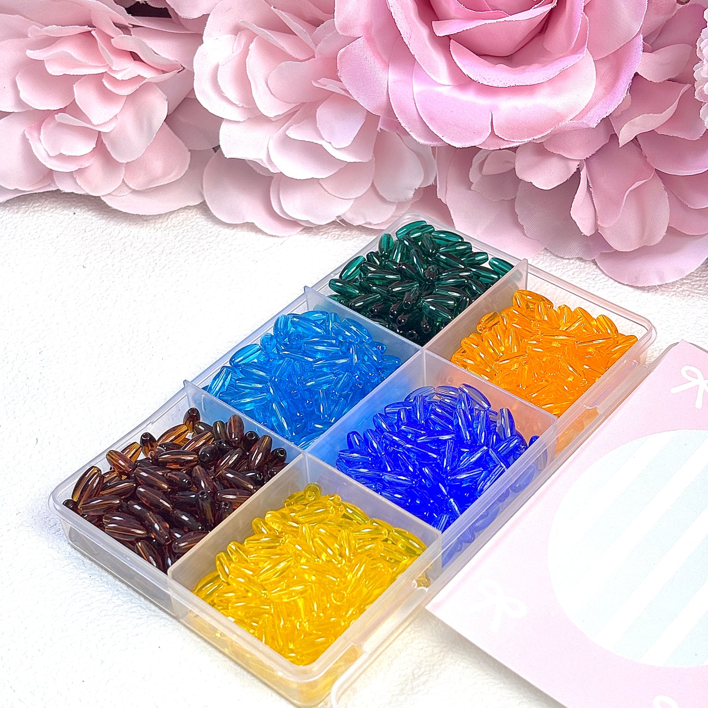 Transparent long rice beads