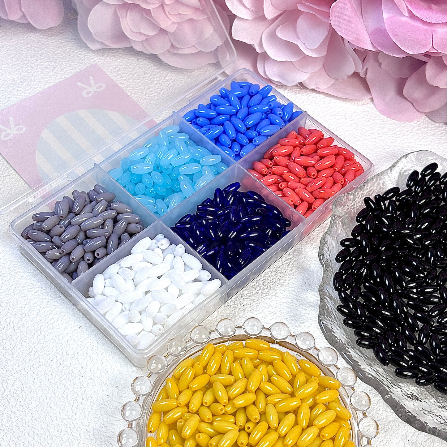 Shiny long rice beads