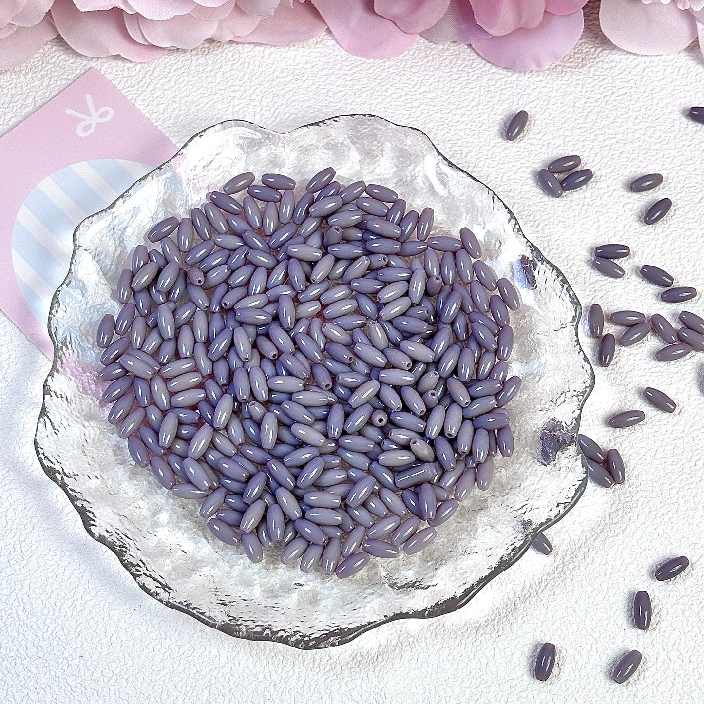 Shiny long rice beads