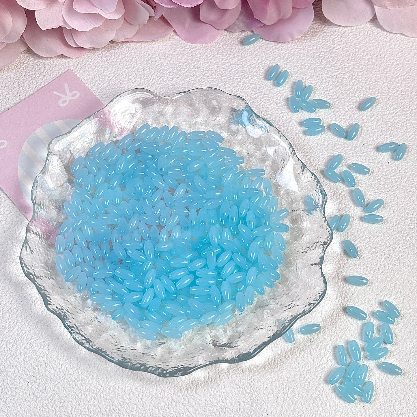 Shiny long rice beads