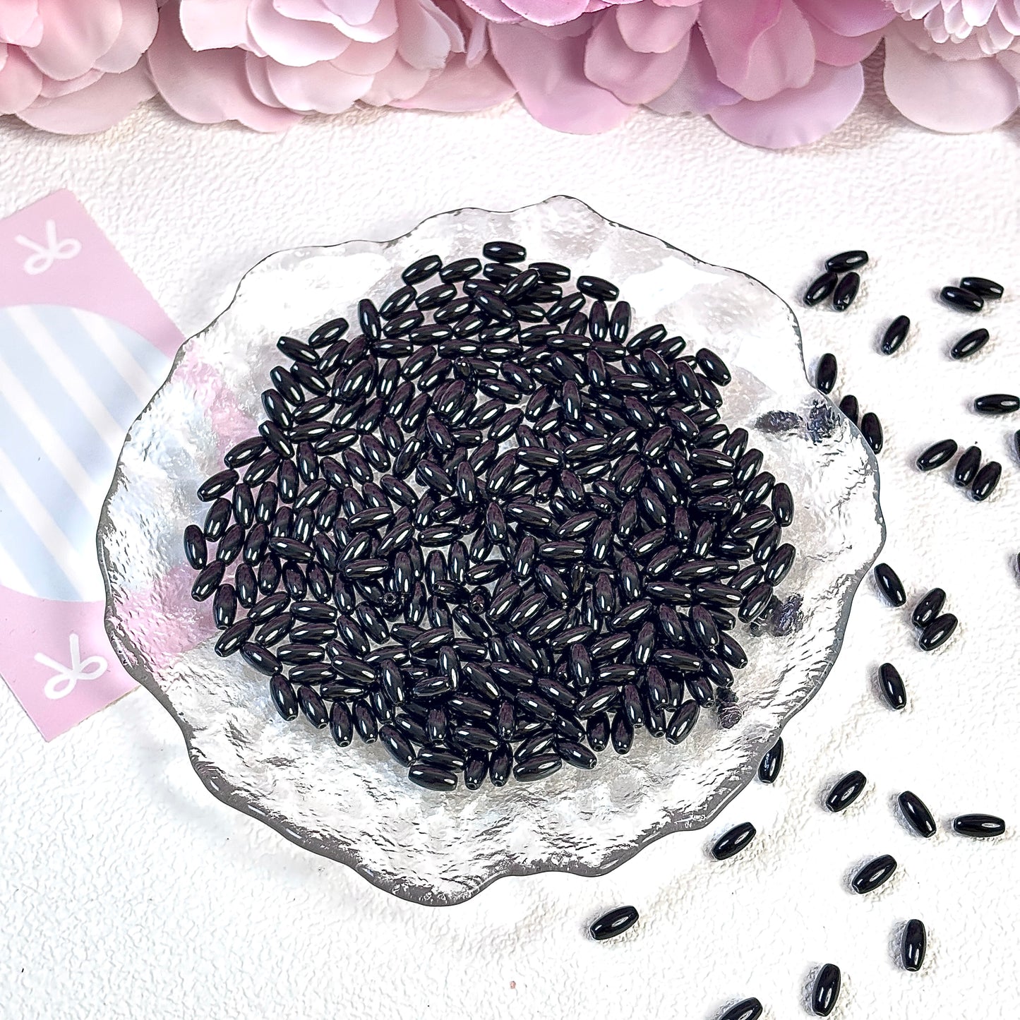 Shiny long rice beads