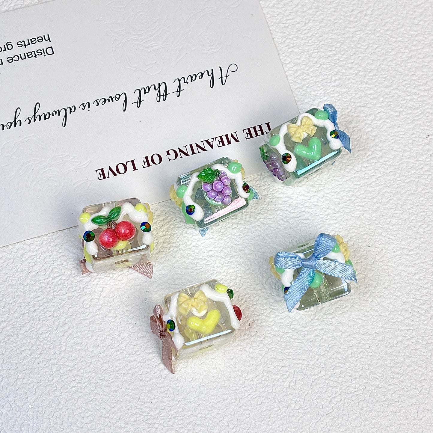 Square hand-painted beads
