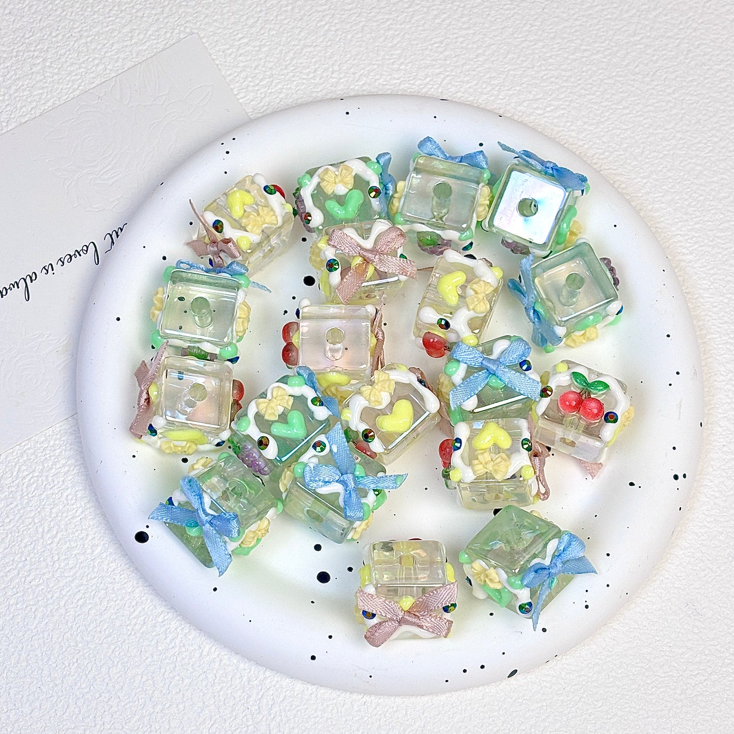 Square hand-painted beads